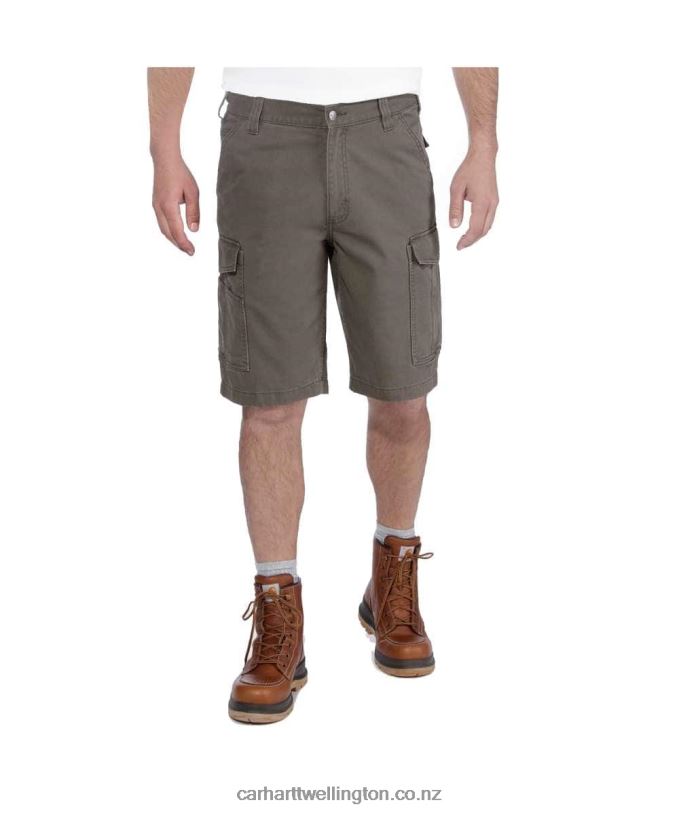 Men Rugged Flex Relaxed Fit Canvas Cargo Work Short Carhartt R6J0P149 Dark Khaki