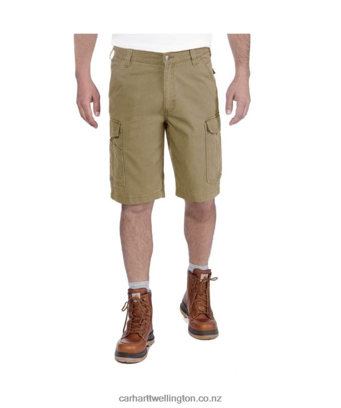 Men Rugged Flex Relaxed Fit Canvas Cargo Work Short Carhartt R6J0P149 Dark Khaki