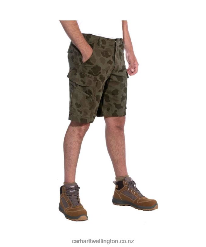 Men Rugged Flex Relaxed Fit Canvas Cargo Work Short Carhartt R6J0P149 Dark Khaki