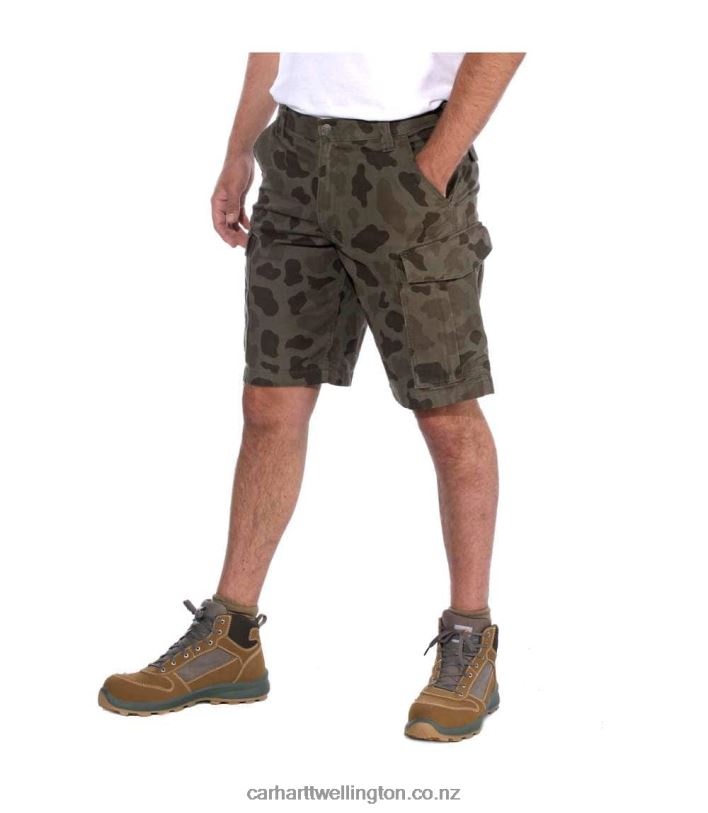 Men Rugged Flex Relaxed Fit Canvas Cargo Work Short Carhartt R6J0P149 Dark Khaki