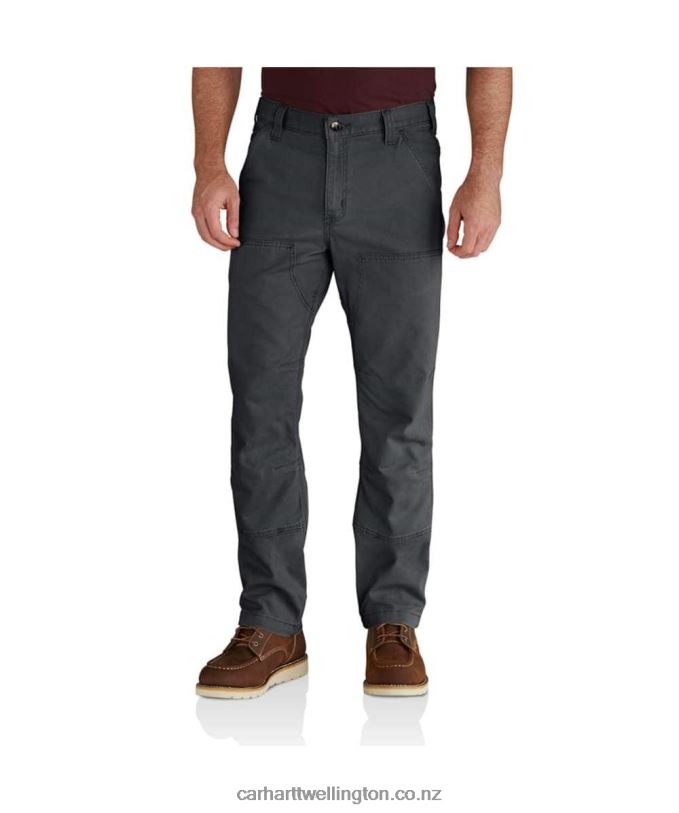 Men Rugged Flex Relaxed Fit Canvas Double-Front Utility Work Pant Carhartt R6J0P59 Shadow