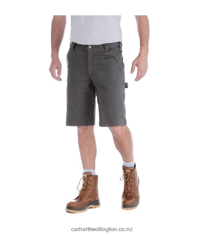 Men Rugged Flex Relaxed Fit Canvas Utility Work Short Carhartt R6J0P152 Shadow