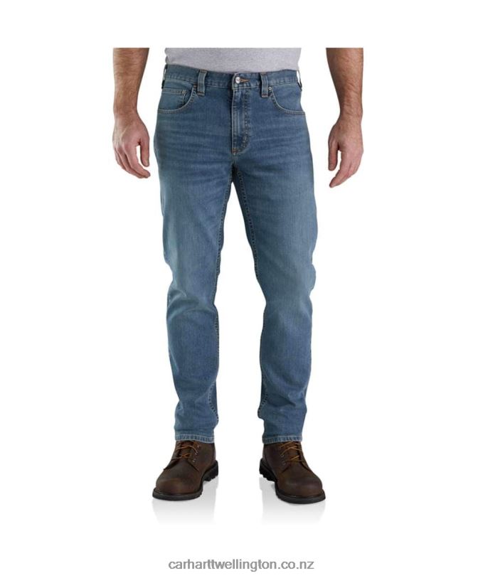 Men Rugged Flex Relaxed Fit Low Rise 5-Pocket Tapered Jean Carhartt R6J0P58 Arcadia