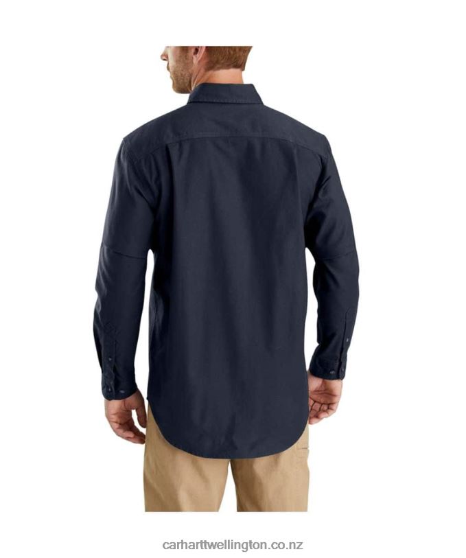 Men Rugged Flex Relaxed Fit Midweight Canvas Long-Sleeve Shirt Carhartt R6J0P115 Dark Khaki