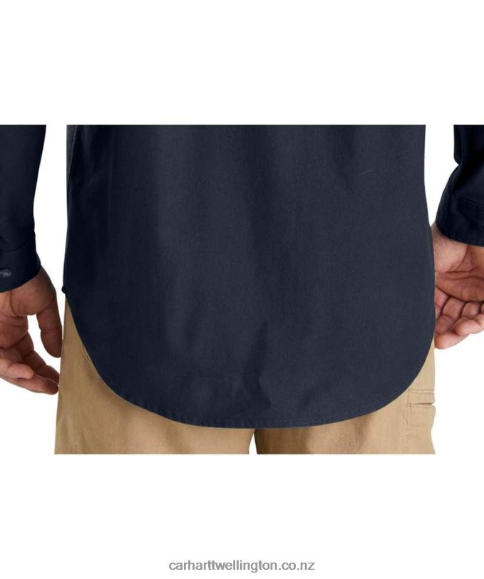 Men Rugged Flex Relaxed Fit Midweight Canvas Long-Sleeve Shirt Carhartt R6J0P115 Dark Khaki