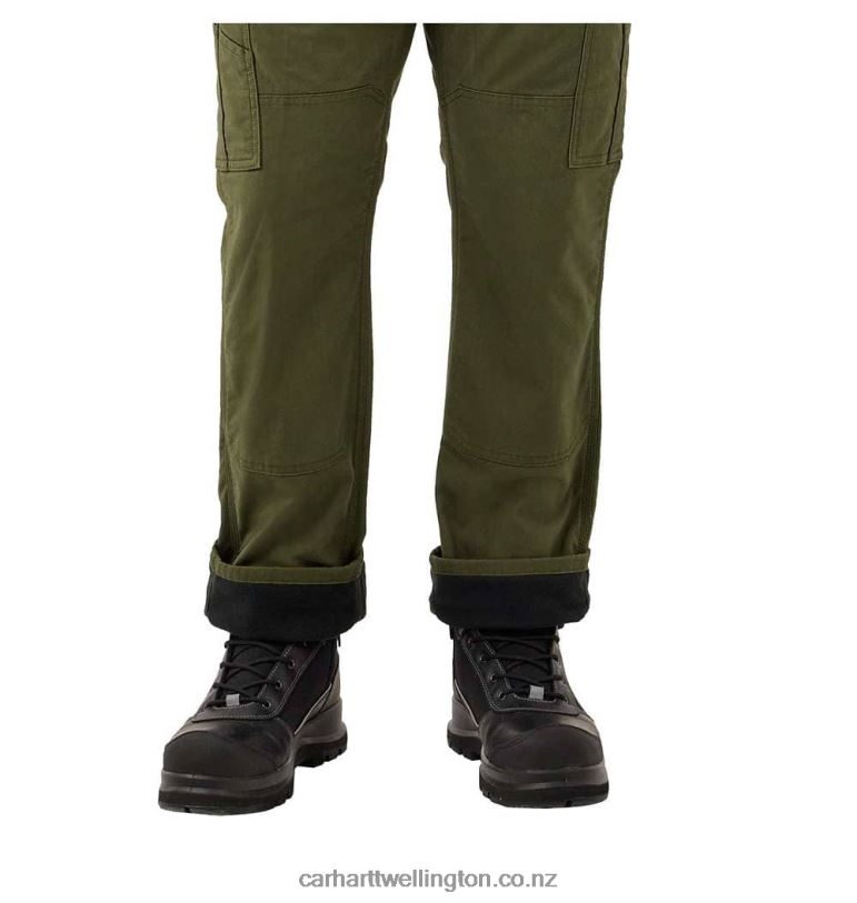 Men Rugged Flex Relaxed Fit Ripstop Cargo Fleece-Lined Work Pant Carhartt R6J0P55 Basil