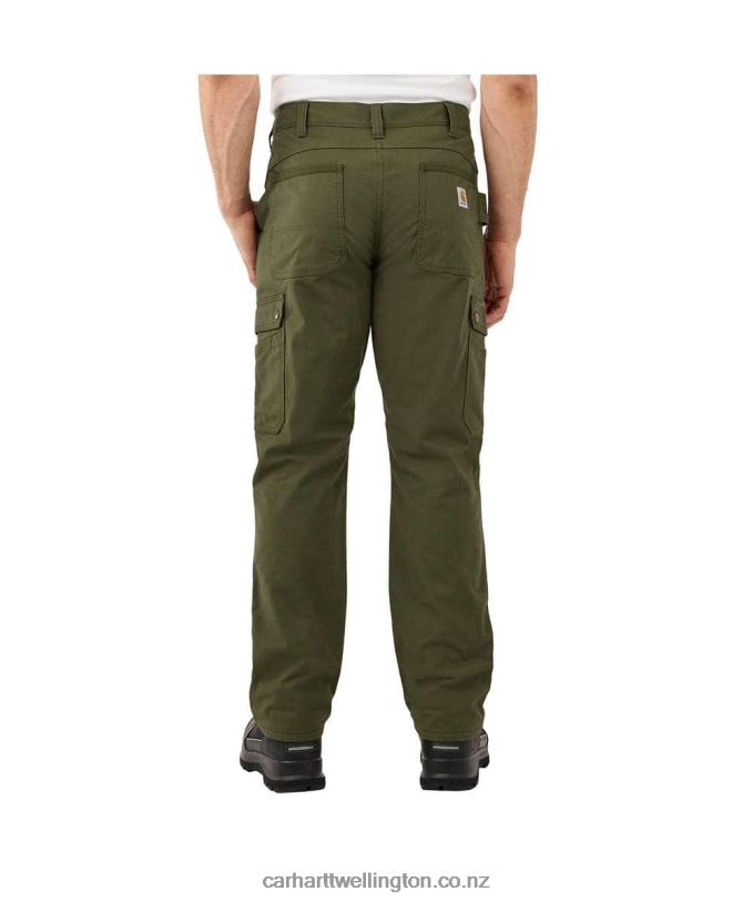 Men Rugged Flex Relaxed Fit Ripstop Cargo Fleece-Lined Work Pant Carhartt R6J0P55 Basil