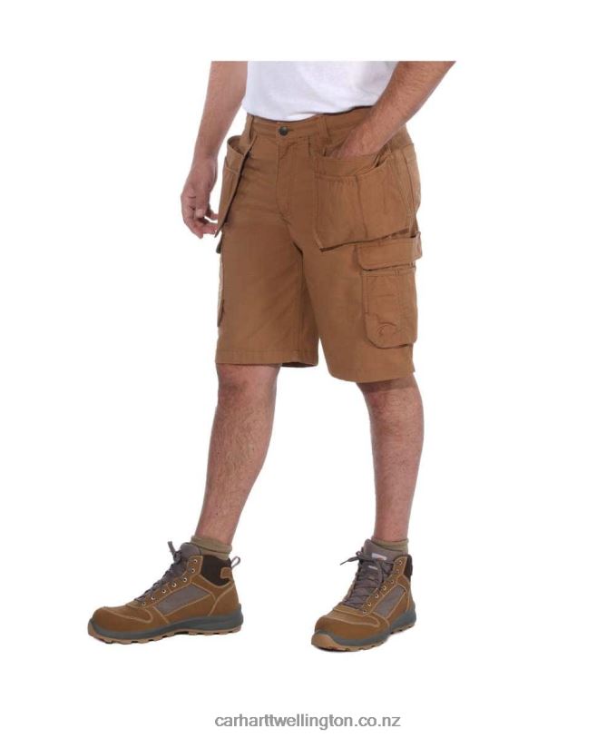 Men Rugged Flex Relaxed Fit Ripstop Cargo Multi Pkt Work Short Carhartt R6J0P151 Black