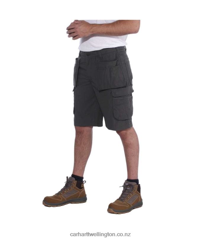 Men Rugged Flex Relaxed Fit Ripstop Cargo Multi Pkt Work Short Carhartt R6J0P151 Black