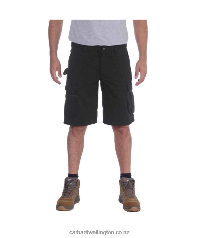Men Rugged Flex Relaxed Fit Ripstop Cargo Multi Pkt Work Short Carhartt R6J0P151 Black