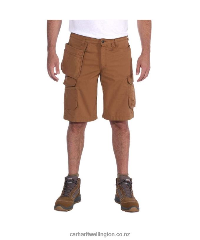 Men Rugged Flex Relaxed Fit Ripstop Cargo Multi Pkt Work Short Carhartt R6J0P151 Black