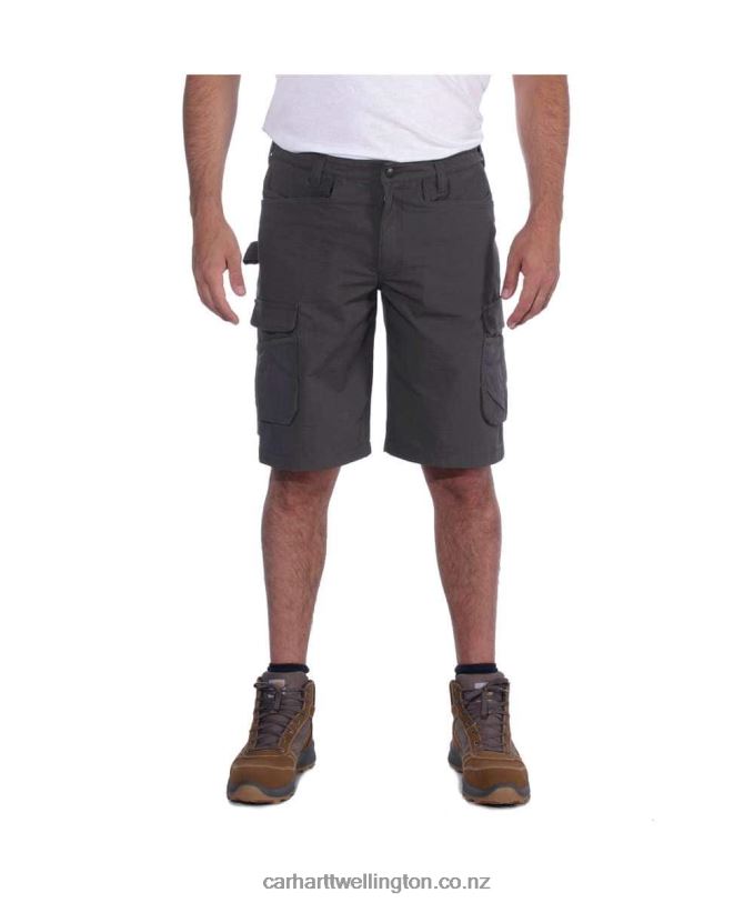 Men Rugged Flex Relaxed Fit Ripstop Cargo Multi Pkt Work Short Carhartt R6J0P151 Black