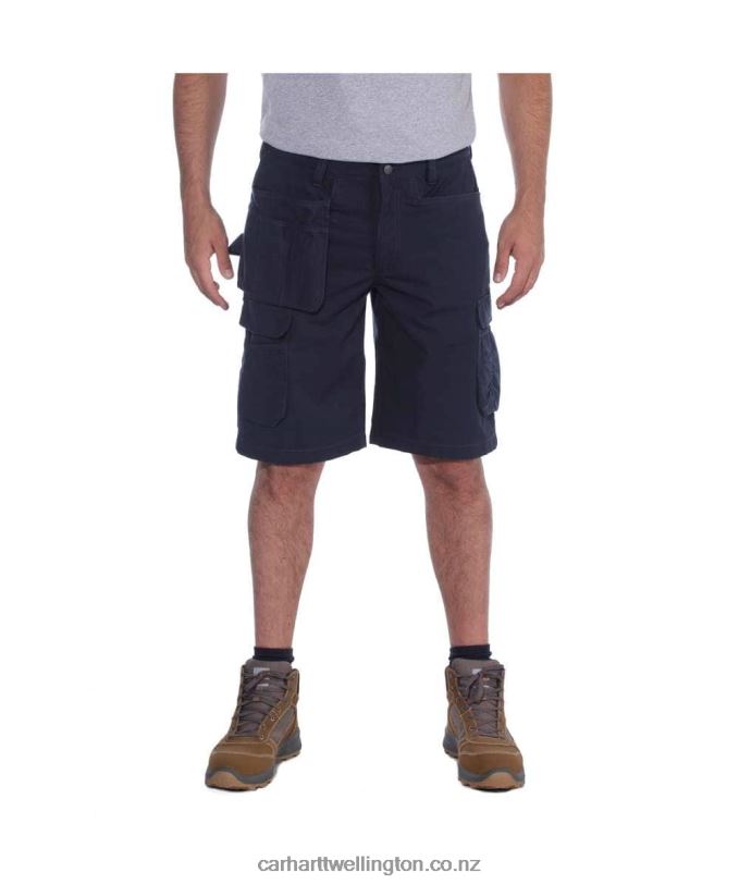 Men Rugged Flex Relaxed Fit Ripstop Cargo Multi Pkt Work Short Carhartt R6J0P151 Black