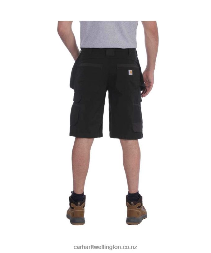 Men Rugged Flex Relaxed Fit Ripstop Cargo Multi Pkt Work Short Carhartt R6J0P151 Black