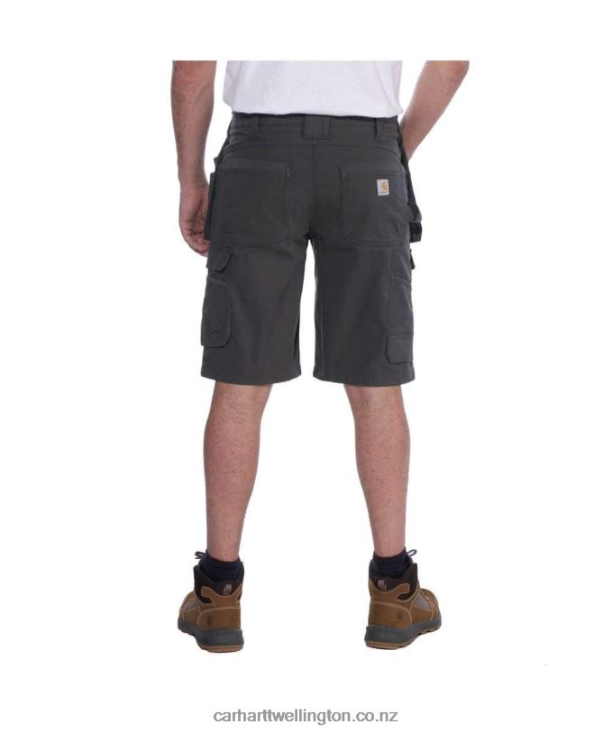 Men Rugged Flex Relaxed Fit Ripstop Cargo Multi Pkt Work Short Carhartt R6J0P151 Black