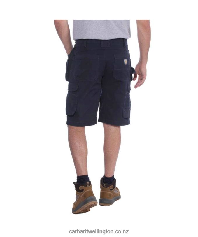 Men Rugged Flex Relaxed Fit Ripstop Cargo Multi Pkt Work Short Carhartt R6J0P151 Black