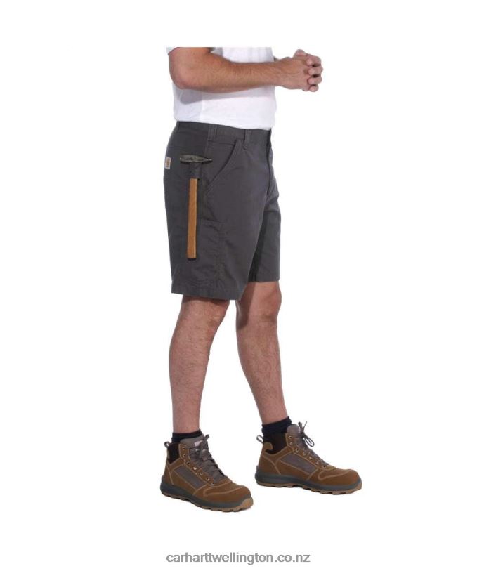Men Rugged Flex Relaxed Fit Ripstop Cargo Multi Pkt Work Short Carhartt R6J0P151 Black