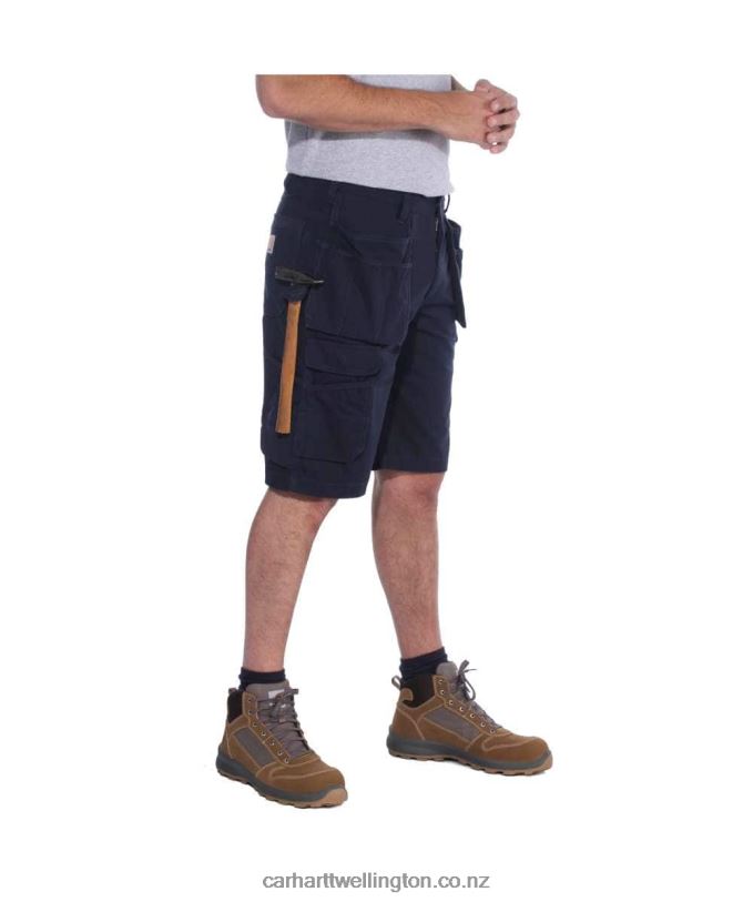 Men Rugged Flex Relaxed Fit Ripstop Cargo Multi Pkt Work Short Carhartt R6J0P151 Black