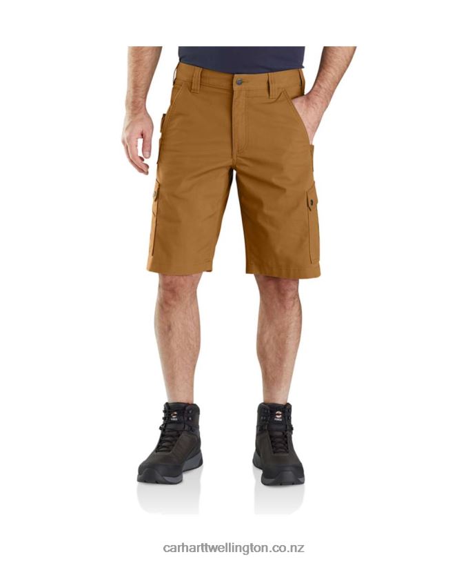 Men Rugged Flex Relaxed Fit Ripstop Cargo Work Short Carhartt R6J0P145 Basil