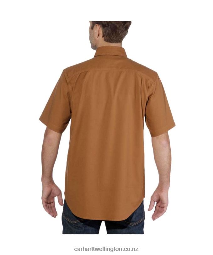 Men Rugged Flex Rigby Short-Sleeve Work Shirt Carhartt R6J0P113 Dark Khaki