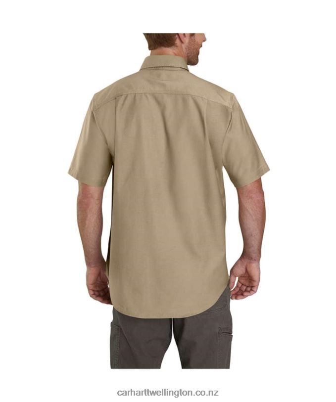 Men Rugged Flex Rigby Short-Sleeve Work Shirt Carhartt R6J0P113 Dark Khaki