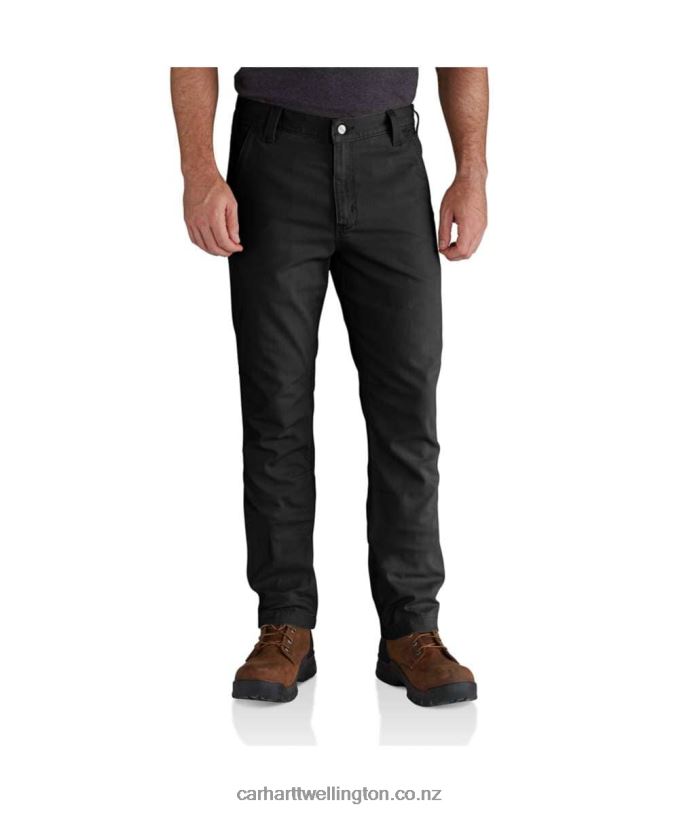 Men Rugged Flex Straight Fit Canvas 5-Pocket Tapered Work Pant Carhartt R6J0P61 Black
