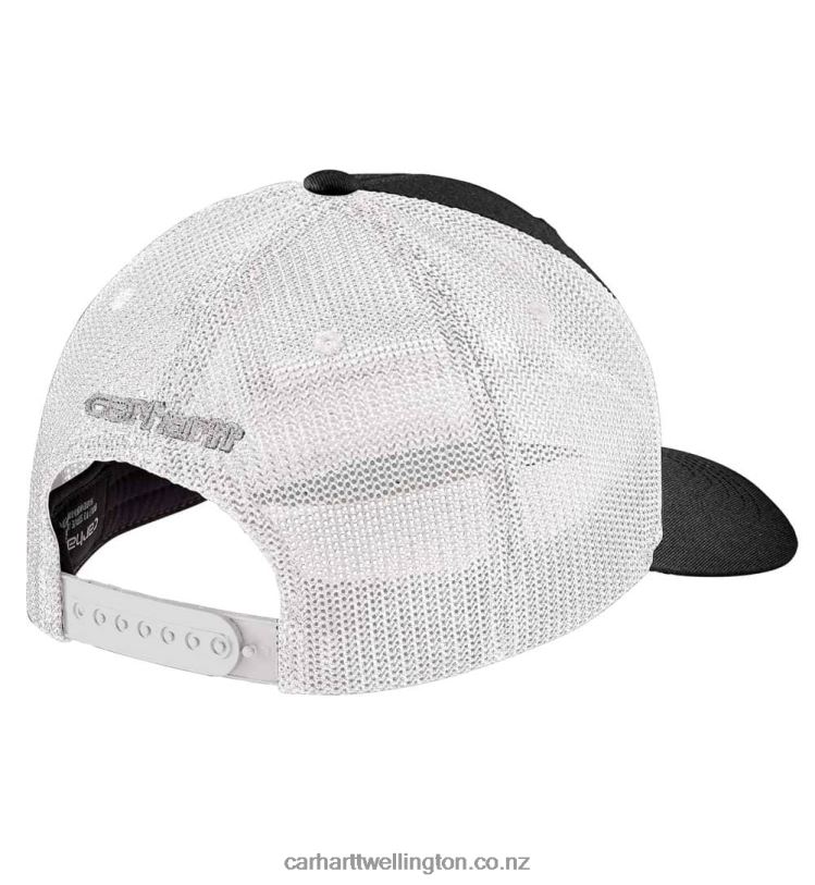 Men Rugged Flex Twill Mesh-Back Logo Patch Cap Carhartt R6J0P87 Black Arborvitae