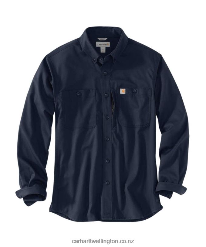 Men Rugged Professional Series Relaxed Fit Canvas Long Sleeve Work Shirt Carhartt R6J0P114 Black