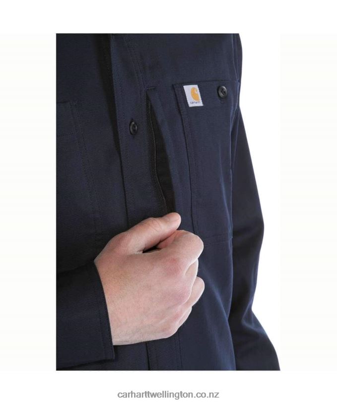 Men Rugged Professional Series Relaxed Fit Canvas Long Sleeve Work Shirt Carhartt R6J0P114 Black