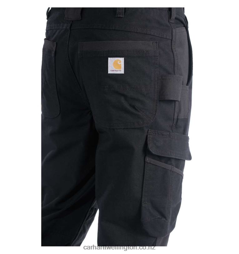 Men Steel Rugged Flex Relaxed Fit Double-Front Cargo Work Pant Carhartt R6J0P64 Black