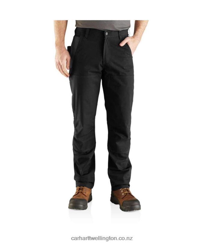Men Steel Rugged Flex Relaxed Fit Double-Front Utility Work Pant Carhartt R6J0P57 Black