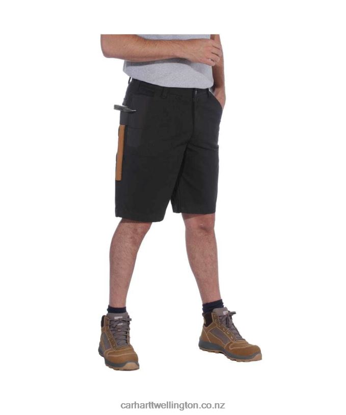 Men Steel Rugged Flex Relaxed Fit Utility Work Short Carhartt R6J0P148 Black
