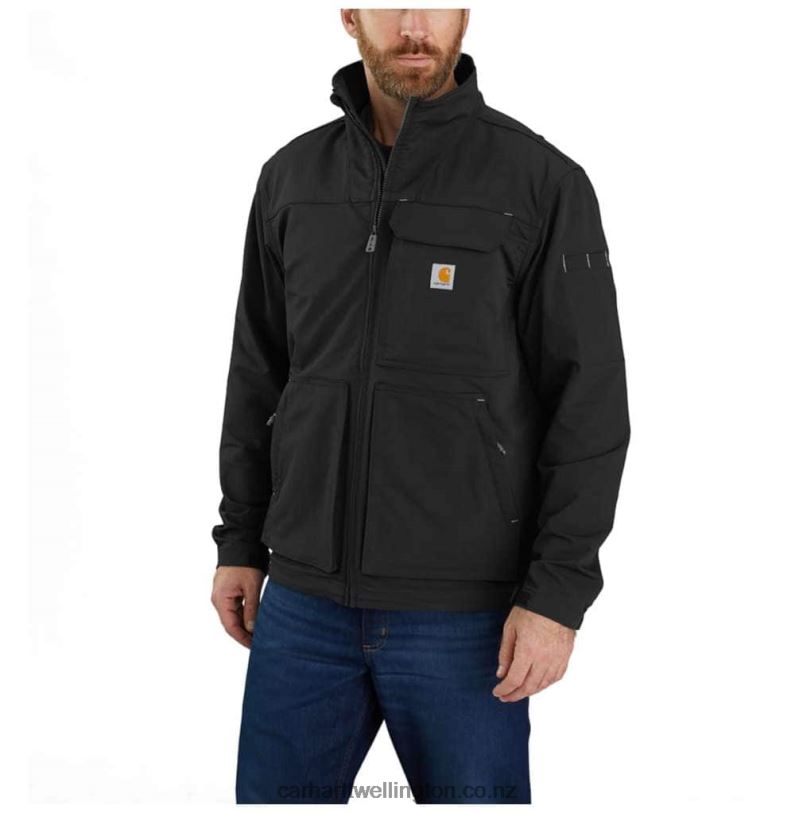 Men Super Dux Relaxed Fit Lightweight Mock Neck Jacket Carhartt R6J0P23 Black