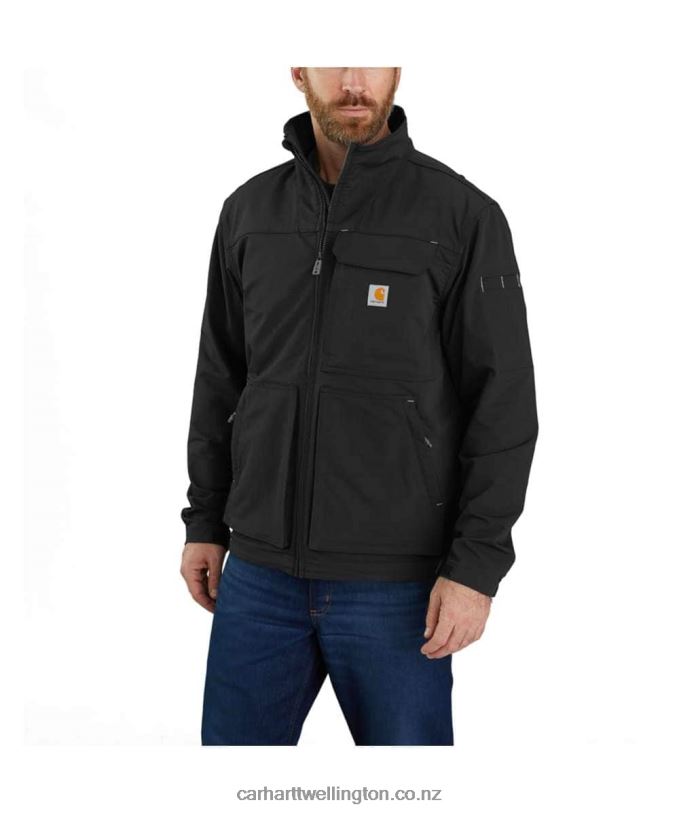 Men Super Dux Relaxed Fit Lightweight Mock Neck Jacket Carhartt R6J0P23 Black