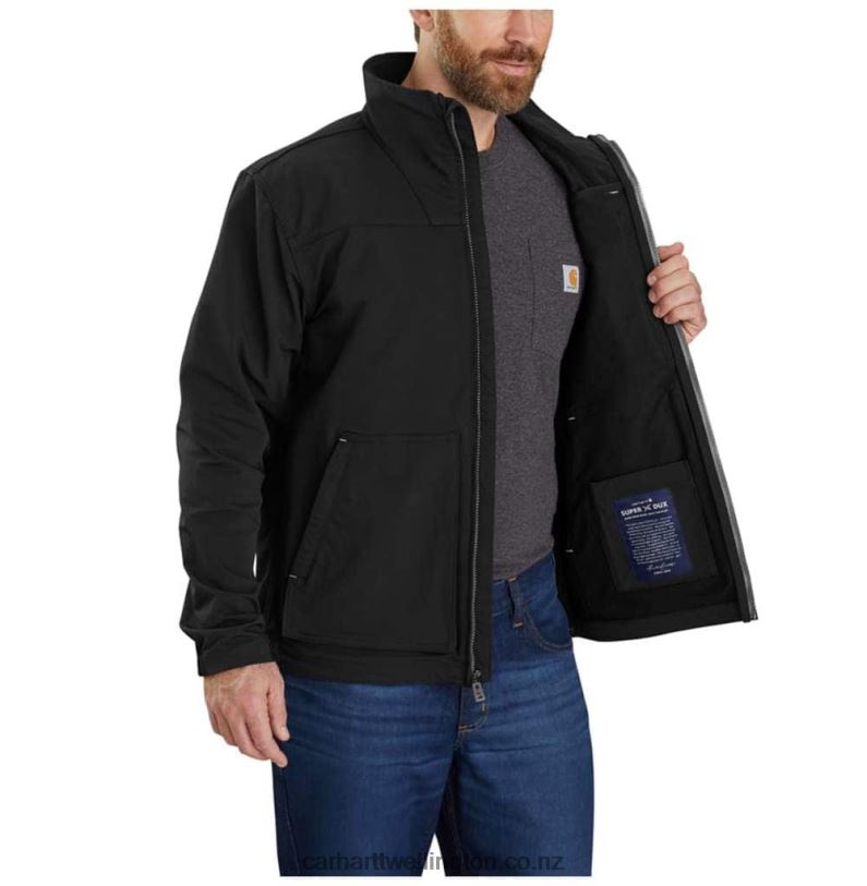 Men Super Dux Relaxed Fit Lightweight Mock Neck Jacket Carhartt R6J0P23 Black