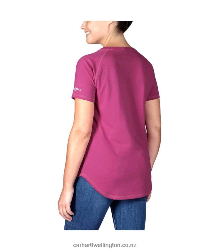 Women Force Relaxed Fit Midweight Short-Sleeve Pocket T-Shirt Carhartt R6J0P224 Magenta Agate
