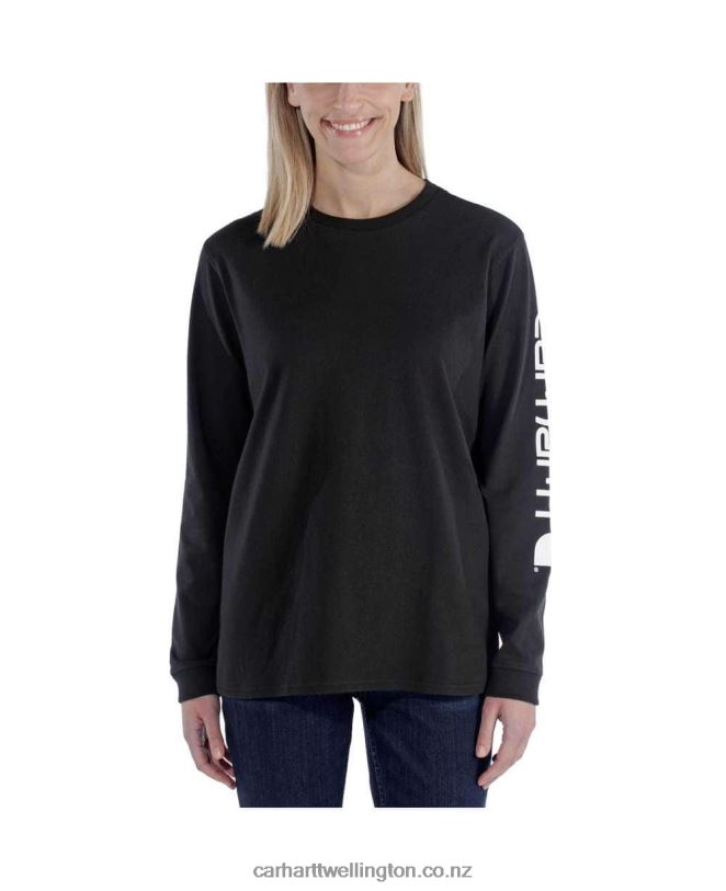 Women Loose Fit Heavyweight Long-Sleeve Logo Sleeve Graphic T-Shirt Carhartt R6J0P230 Ash Rose
