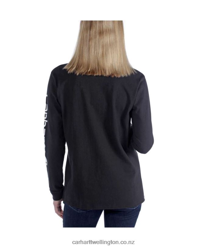 Women Loose Fit Heavyweight Long-Sleeve Logo Sleeve Graphic T-Shirt Carhartt R6J0P230 Ash Rose