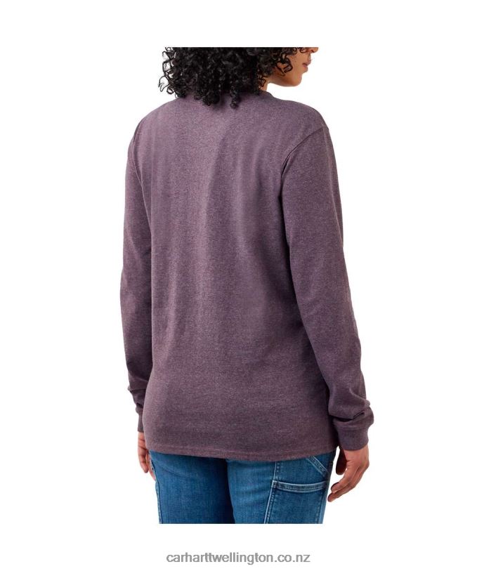 Women Loose Fit Heavyweight Long-Sleeve Logo Sleeve Graphic T-Shirt Carhartt R6J0P230 Ash Rose