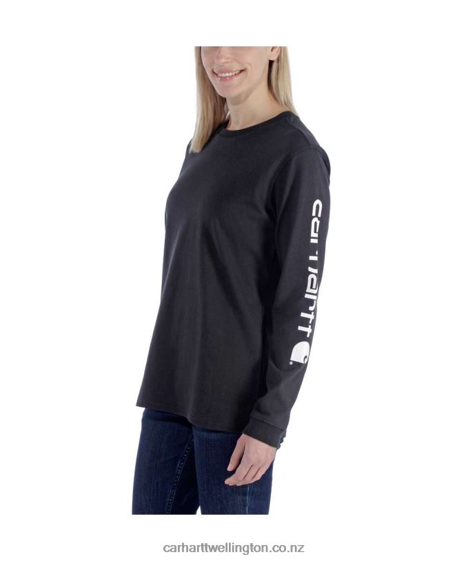 Women Loose Fit Heavyweight Long-Sleeve Logo Sleeve Graphic T-Shirt Carhartt R6J0P230 Ash Rose