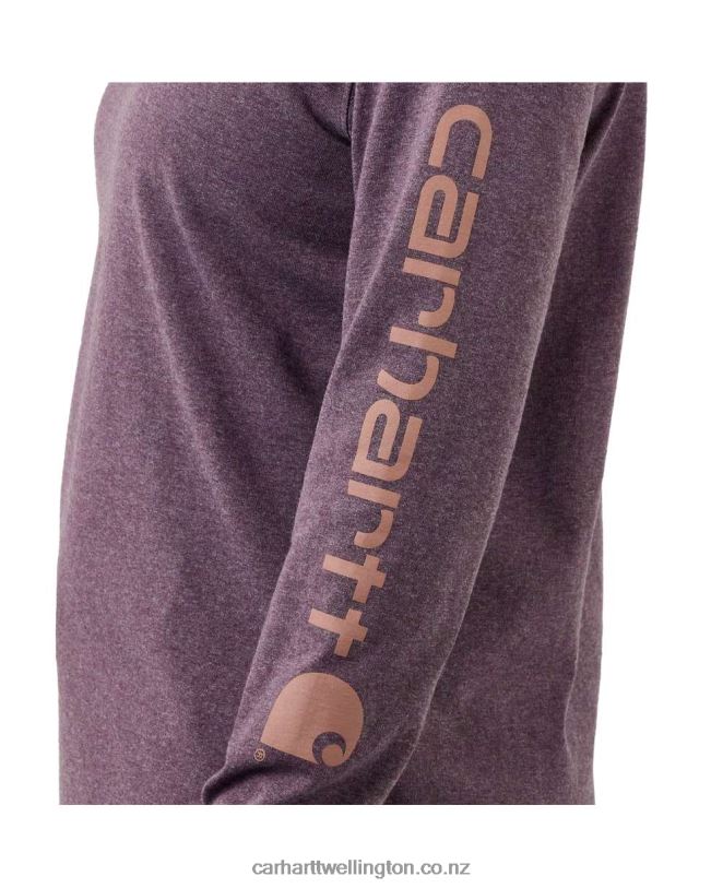 Women Loose Fit Heavyweight Long-Sleeve Logo Sleeve Graphic T-Shirt Carhartt R6J0P230 Ash Rose