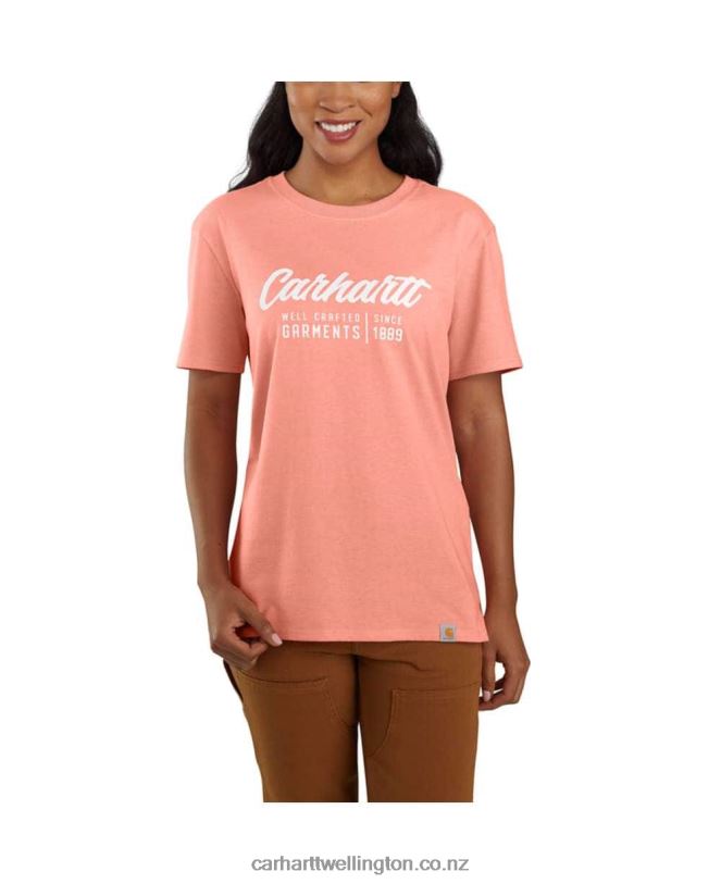 Women Loose Fit Heavyweight Short-Sleeve Crafted Graphic T-Shirt Carhartt R6J0P227 Basil Heather