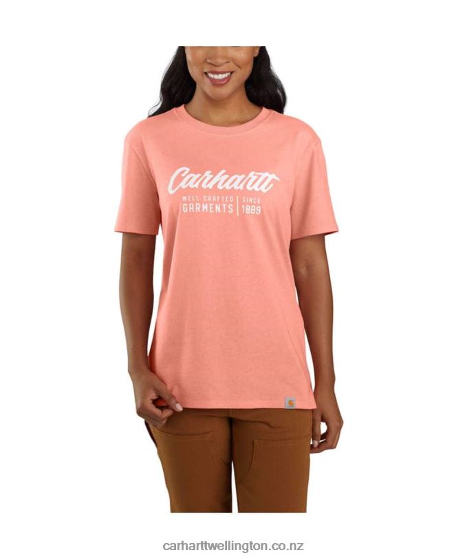 Women Loose Fit Heavyweight Short-Sleeve Crafted Graphic T-Shirt Carhartt R6J0P227 Basil Heather