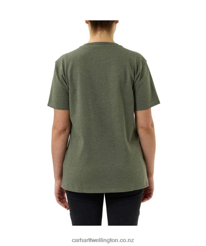 Women Loose Fit Heavyweight Short-Sleeve Crafted Graphic T-Shirt Carhartt R6J0P227 Basil Heather