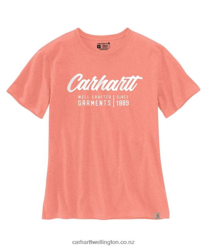 Women Loose Fit Heavyweight Short-Sleeve Crafted Graphic T-Shirt Carhartt R6J0P227 Basil Heather