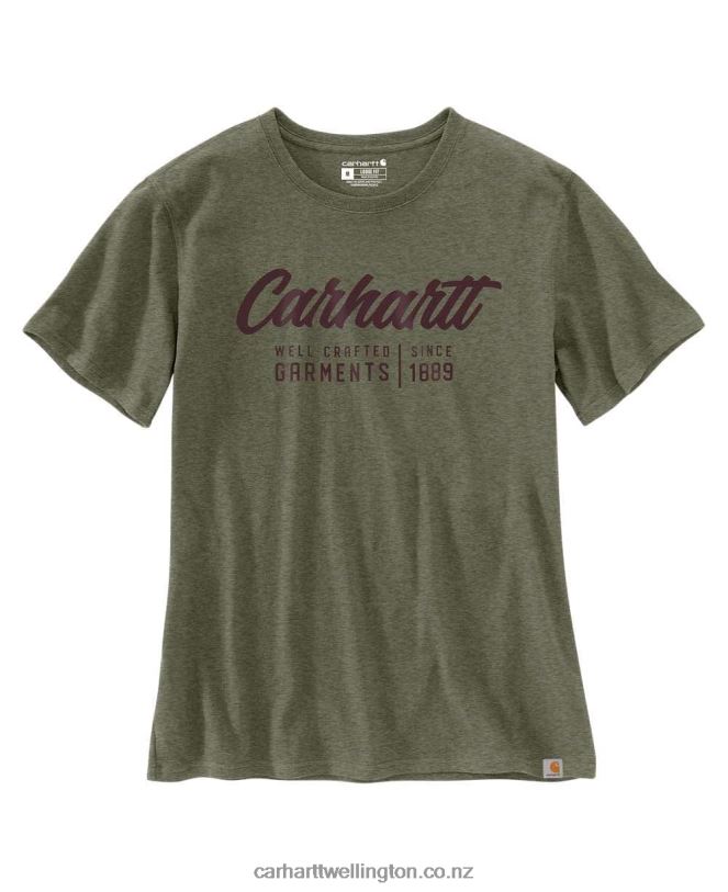 Women Loose Fit Heavyweight Short-Sleeve Crafted Graphic T-Shirt Carhartt R6J0P227 Basil Heather