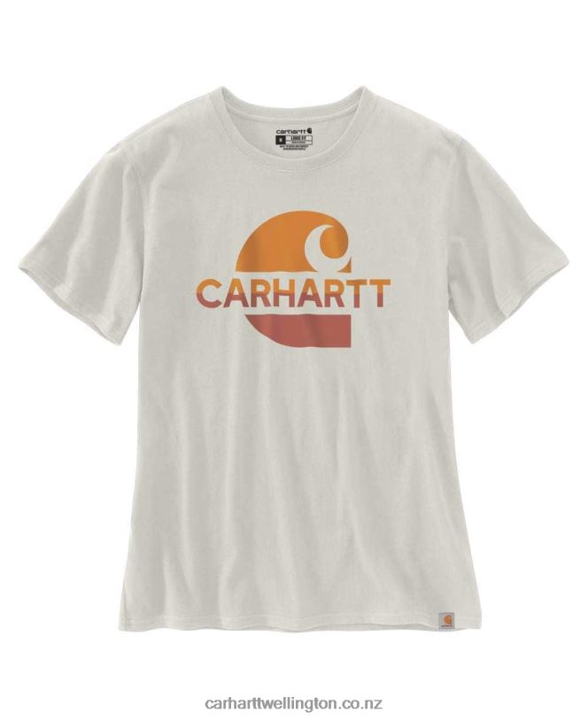 Women Loose Fit Heavyweight Short-Sleeve Faded C Graphic T-Shirt Carhartt R6J0P225 Magenta Agate