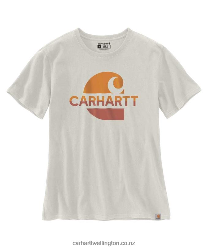 Women Loose Fit Heavyweight Short-Sleeve Faded \C\ Graphic T-Shirt Carhartt R6J0P225 Magenta Agate