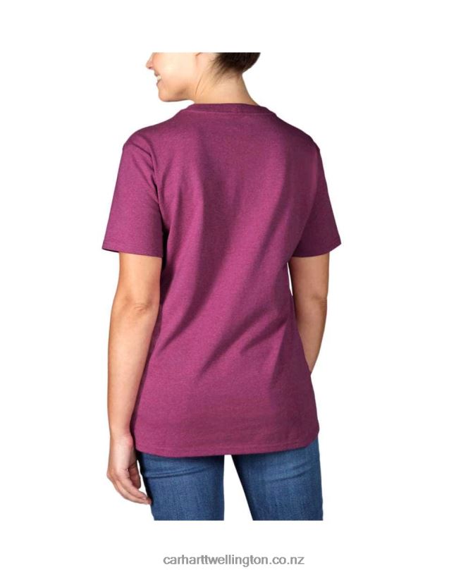 Women Loose Fit Heavyweight Short-Sleeve Faded \C\ Graphic T-Shirt Carhartt R6J0P225 Magenta Agate