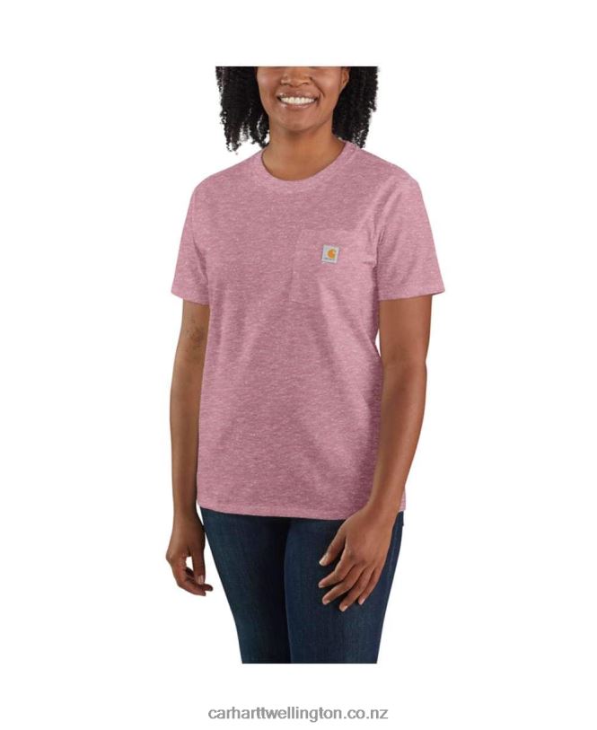 Women Loose Fit Heavyweight Short-Sleeve K87 Pocket T-Shirt Carhartt R6J0P223 Ash Rose